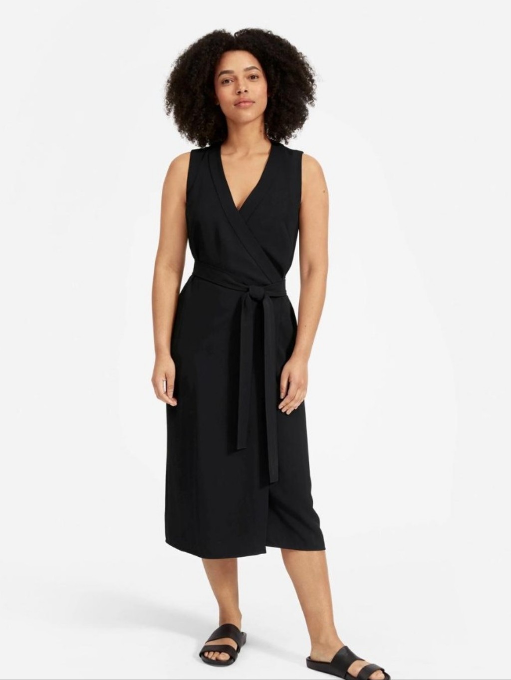 Everlane Japanese Go Weave Sleeveless Wrap Dress In Black Size 4 New With Tags
